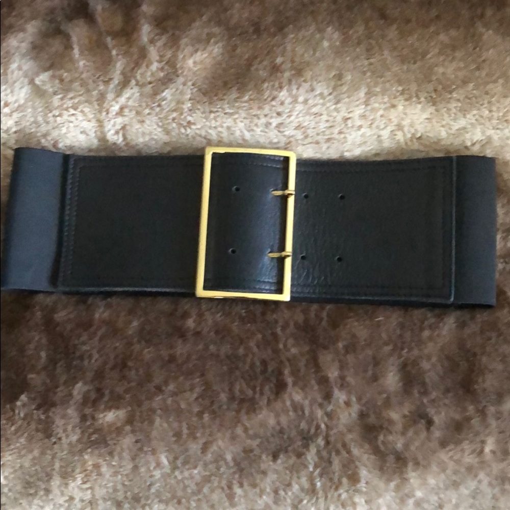 THEORY Leather elastic gold buckle belt